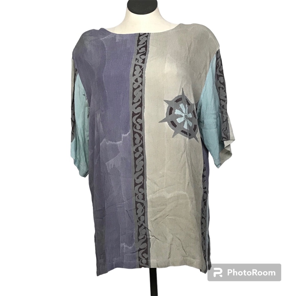 Tanami Pullover Tunic Top Women’s Size M/L Multicolor Short Sleeve Boat Neck.